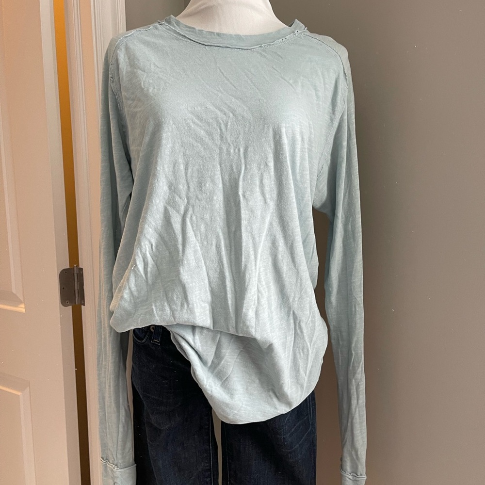 Free People We The Free Soft Blue Long Sleeve Tee Small